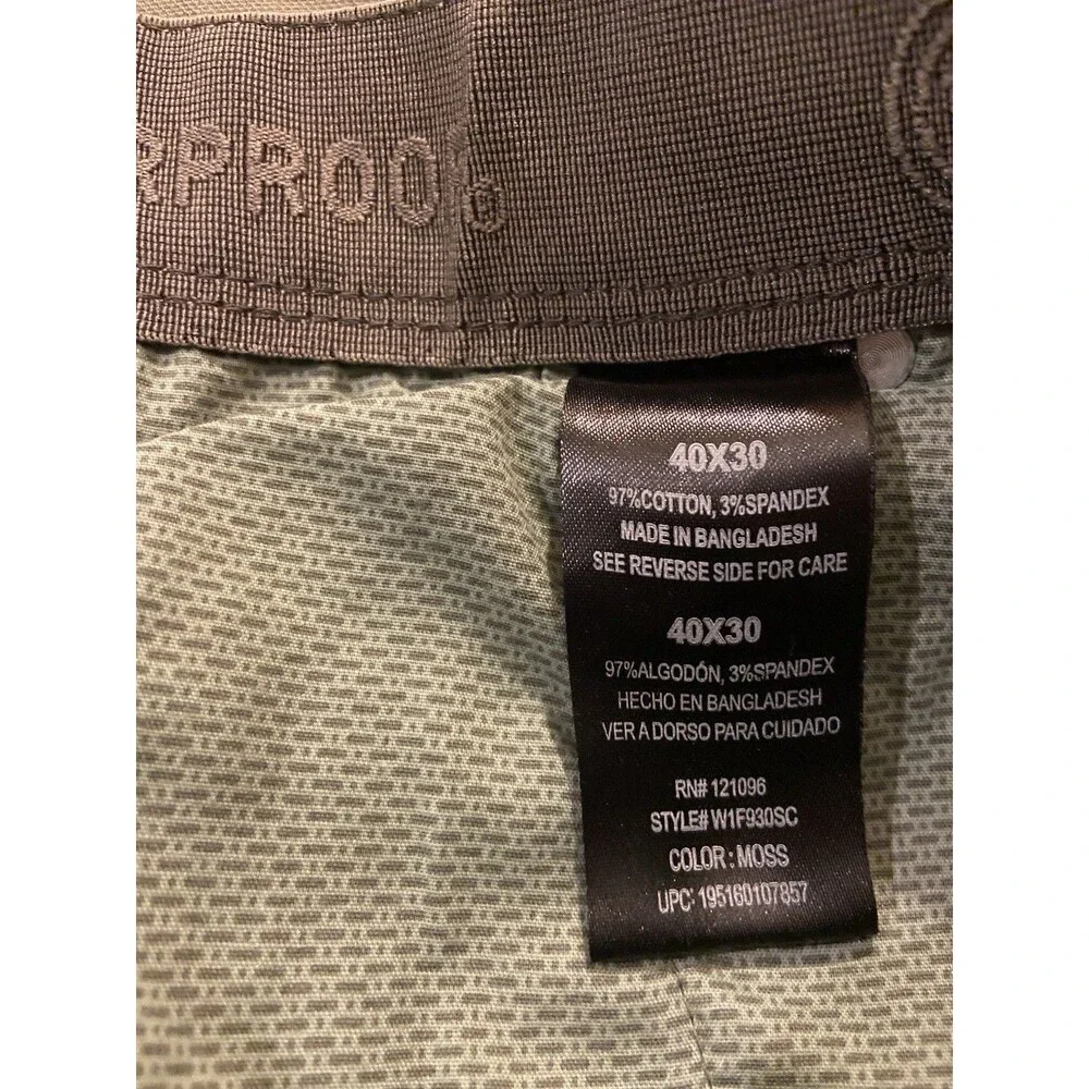 Weather Proof Dakota Utility Pants Men’s 40X30 Green Work Casual Stretch Trouser